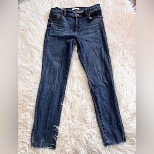 Ann Taylor LOFT Blue Modern Skinny Raw Split Hem Ankle Jeans size 28/6 petite